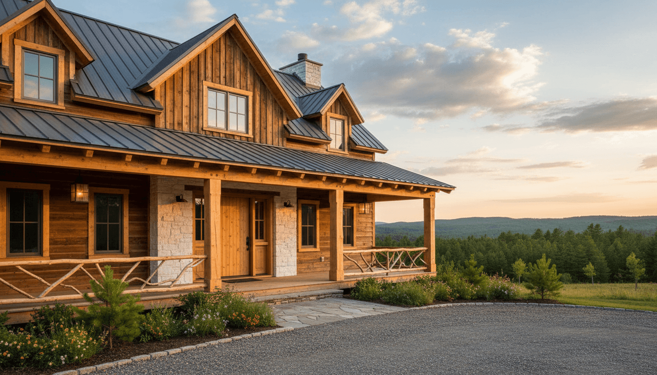 Custom pine home exterior built by Tom Lowry Construction